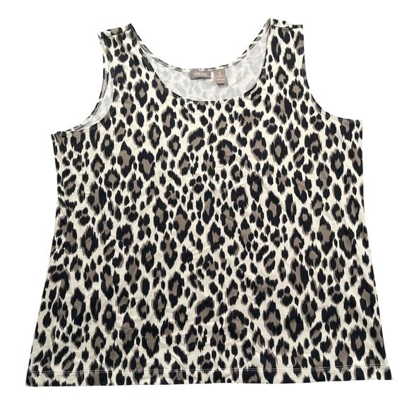 Chico's Tank Top Shell Womens 3 / US XL Animal Print Scoop Neck Nylon Stretch - Picture 6 of 13